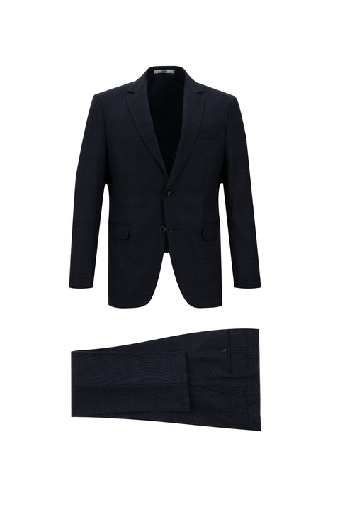 Dark Navy 7 Drop Slim Fit Plaid Suit