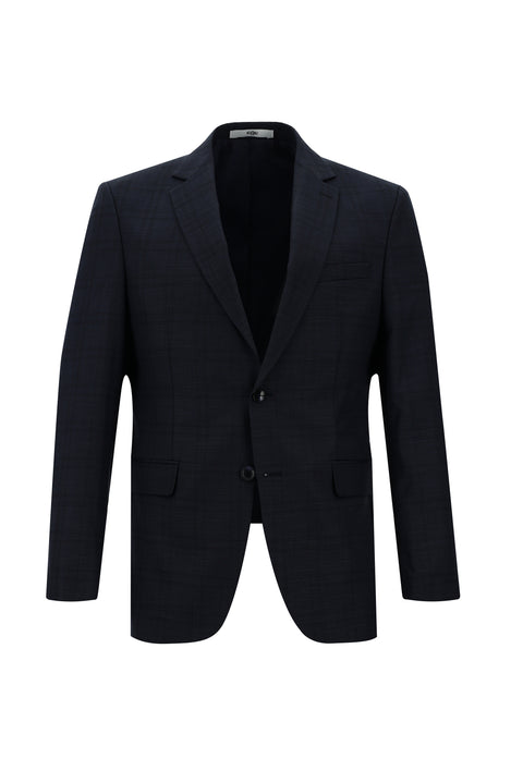 Dark Navy 7 Drop Slim Fit Plaid Suit