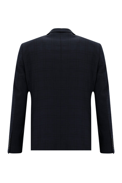 Dark Navy 7 Drop Slim Fit Plaid Suit