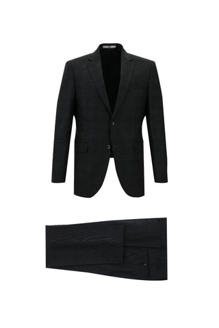  Koyu Antrasit 7 Drop Slim Fit Dar Kesim Ekose Takım Elbise