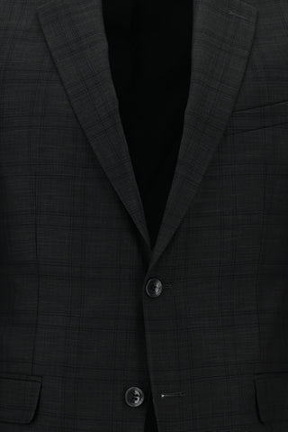  Koyu Antrasit 7 Drop Slim Fit Dar Kesim Ekose Takım Elbise