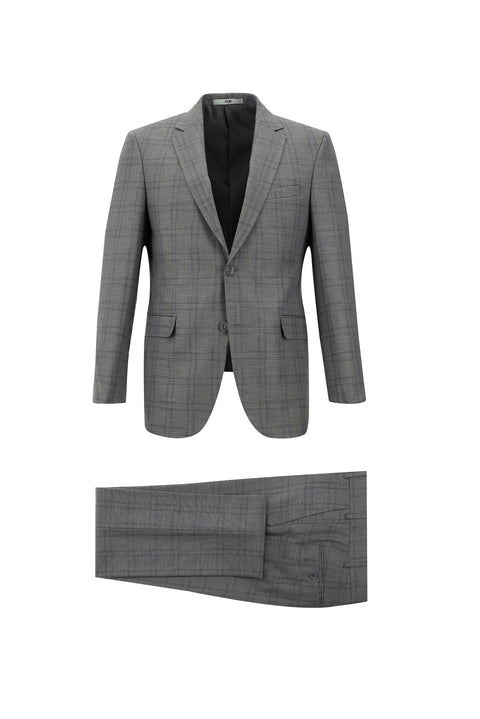 Light Mink 7 Drop Slim Fit Plaid Suit