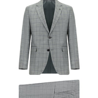 Medium Grey 7 Drop Slim Fit Plaid Suit