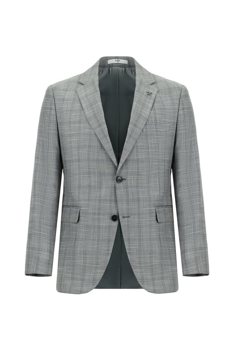 Medium Grey 7 Drop Slim Fit Plaid Suit