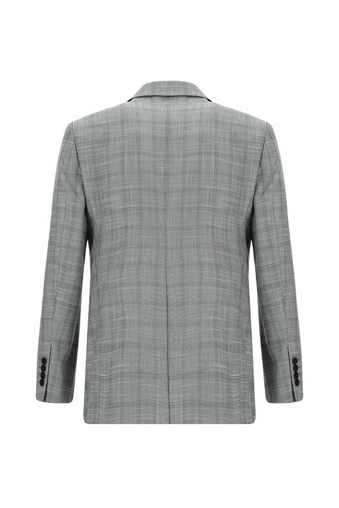 Medium Grey 7 Drop Slim Fit Plaid Suit