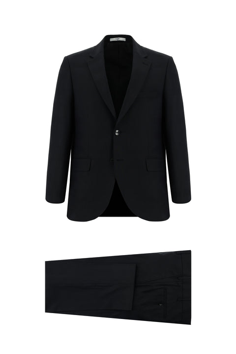 Black 6 Drop Regular Fit Standard Cut Patterned Suit