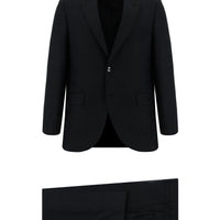 Black 4-Drop Relaxed Fit Patterned Suit