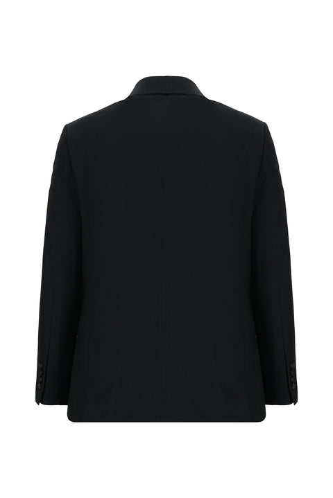Black 4-Drop Relaxed Fit Patterned Suit