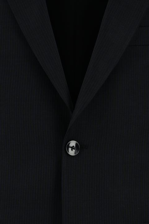 Black 4-Drop Relaxed Fit Patterned Suit
