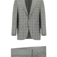 Light Grey 4-Drop Relaxed Fit Plaid Suit