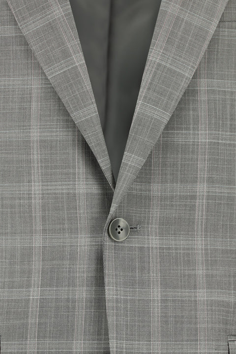 Light Grey 4-Drop Relaxed Fit Plaid Suit
