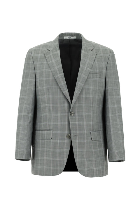 Medium Grey 4-Drop Relaxed Fit Plaid Suit