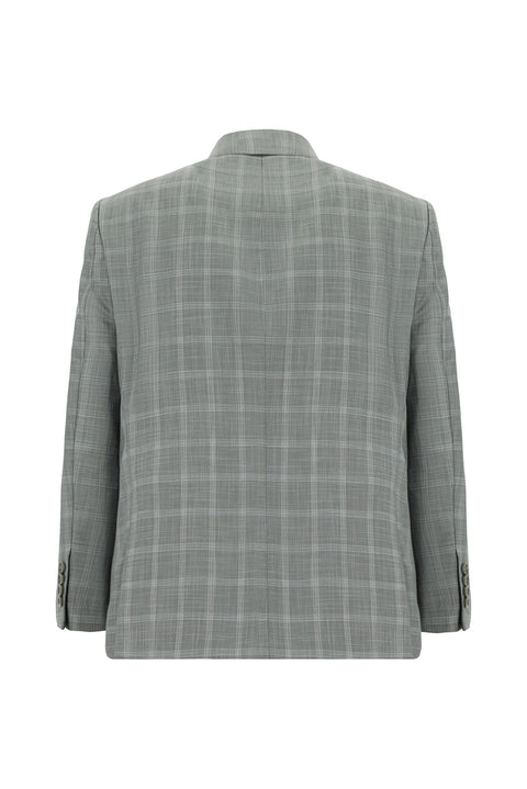 Medium Grey 4-Drop Relaxed Fit Plaid Suit