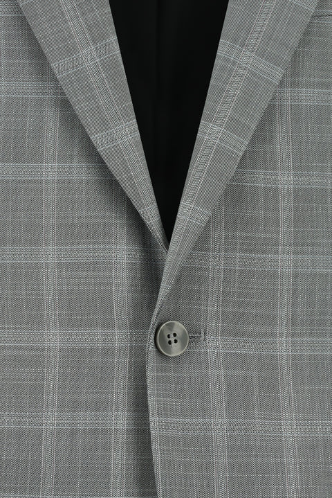 Medium Grey 4-Drop Relaxed Fit Plaid Suit