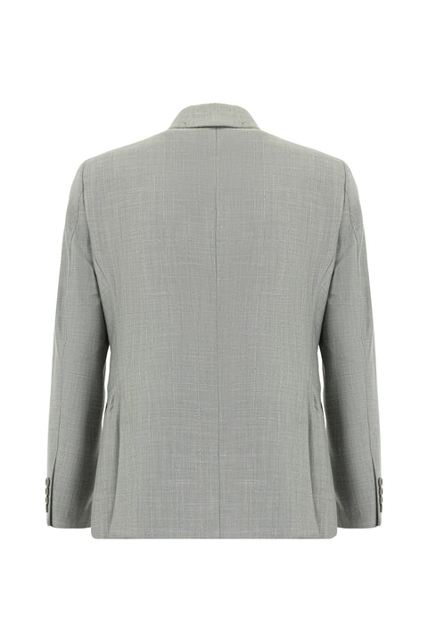 Medium Grey 7 Drop Slim Fit Plaid Suit