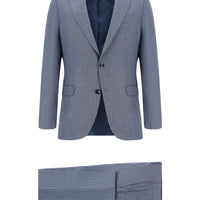 Koyu Mavi  7 Drop Slim Fit Dar Kesim Desenli Takım Elbise
