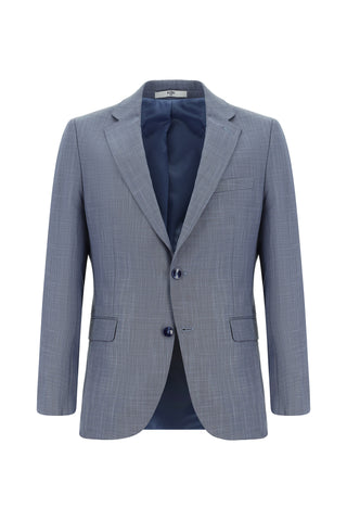  Koyu Mavi  7 Drop Slim Fit Dar Kesim Desenli Takım Elbise