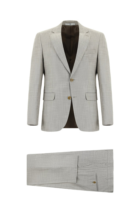 Light Mink 7 Drop Slim Fit Patterned Suit