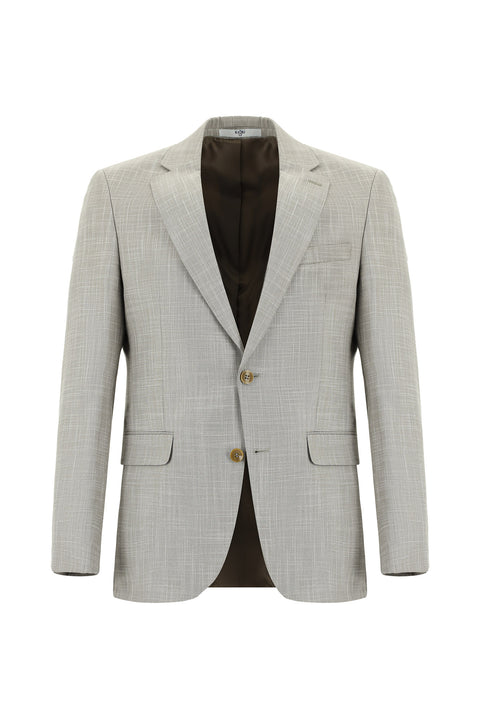 Light Mink 7 Drop Slim Fit Patterned Suit