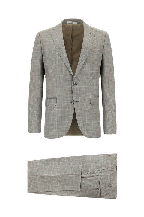 Medium Grey 6 Drop Regular Fit Standard Cut Plaid Suit