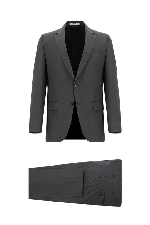 Medium Gray 6 Drop Regular Fit Standard Cut Plaid Suit