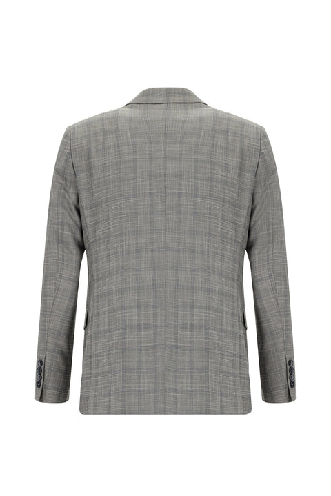 Medium Gray 6 Drop Regular Fit Standard Cut Plaid Suit