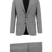Dark Gray 6-Drop Regular Fit Standard Cut Plaid Suit