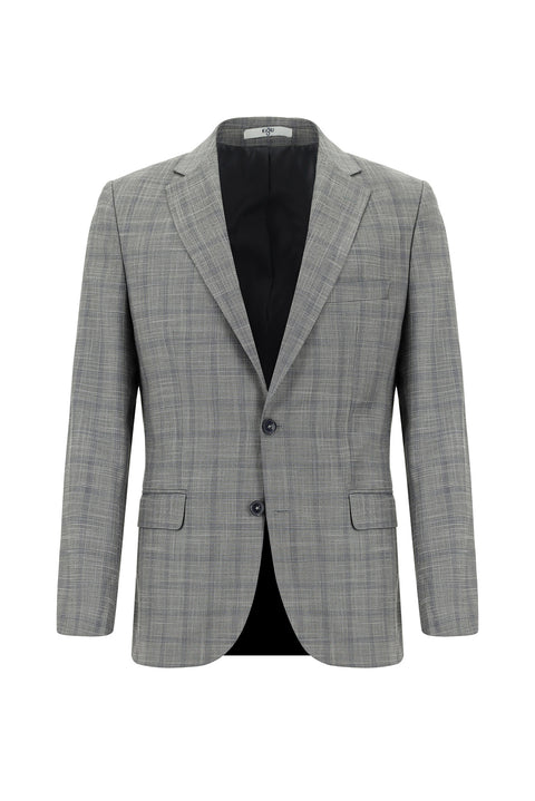 Dark Gray 6-Drop Regular Fit Standard Cut Plaid Suit
