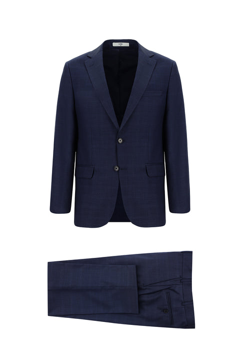 Dark Navy 6 Drop Regular Fit Standard Cut Plaid Suit