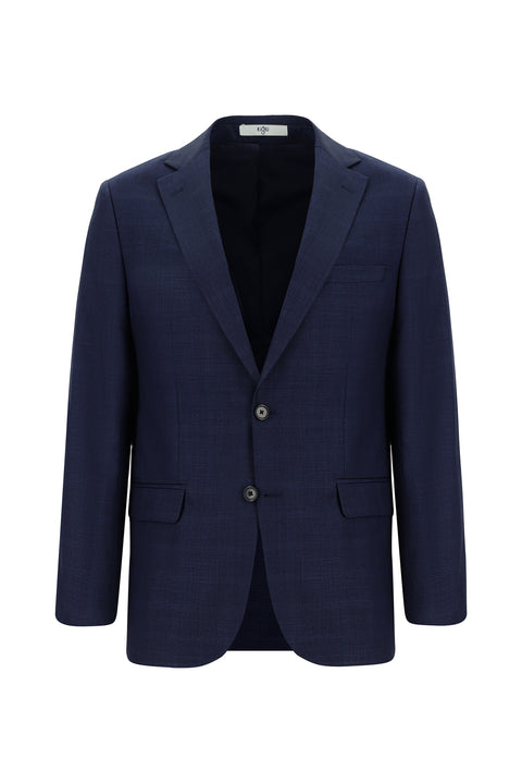 Dark Navy 6 Drop Regular Fit Standard Cut Plaid Suit