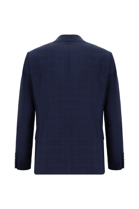 Dark Navy 6 Drop Regular Fit Standard Cut Plaid Suit