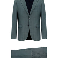 Dark Green 6 Drop Regular Fit Standard Cut Plaid Suit