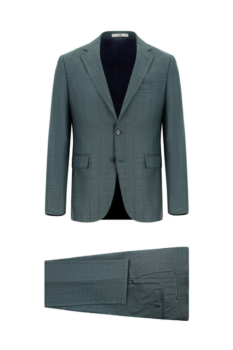 Dark Green 6 Drop Regular Fit Standard Cut Plaid Suit