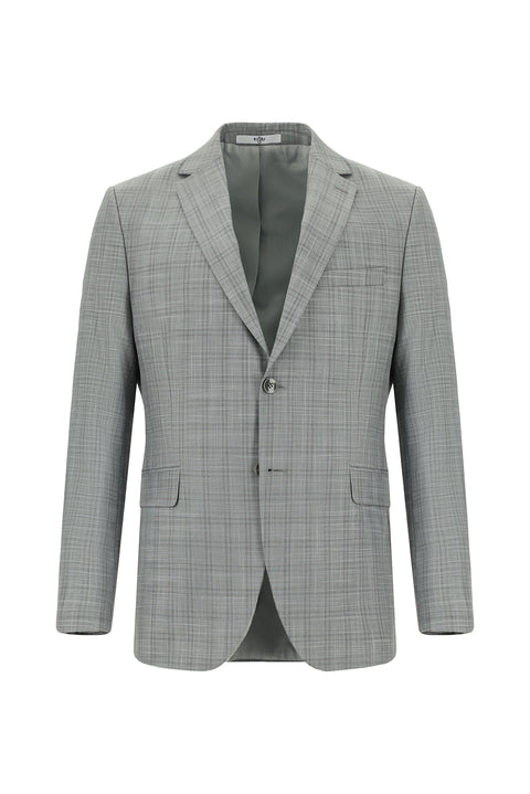 Light Grey 6 Drop Regular Fit Standard Cut Plaid Suit