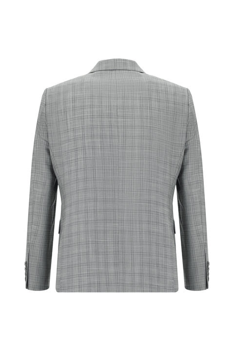 Light Grey 6 Drop Regular Fit Standard Cut Plaid Suit