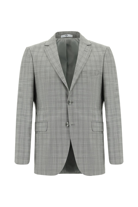 Light Gray 6-Drop Regular Fit Standard Cut Plaid Suit