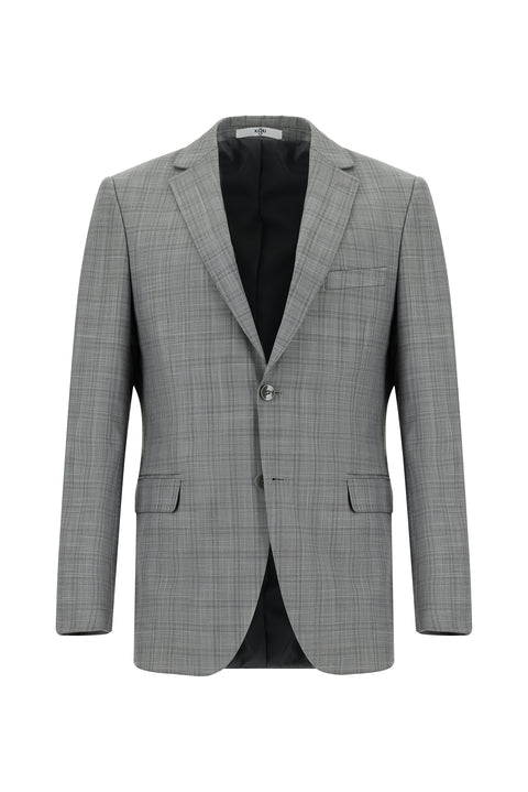 Medium Gray 6 Drop Regular Fit Standard Cut Plaid Suit