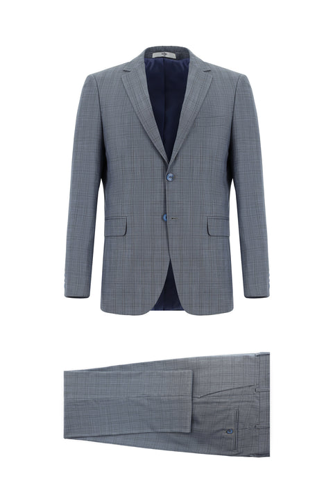 Dark Gray 6-Drop Regular Fit Standard Cut Plaid Suit