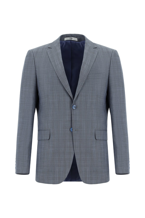Dark Gray 6-Drop Regular Fit Standard Cut Plaid Suit