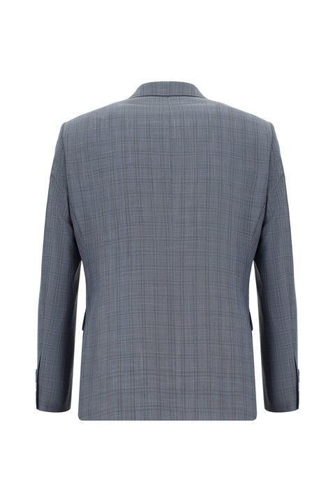 Dark Gray 6-Drop Regular Fit Standard Cut Plaid Suit