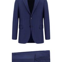 Medium Navy 6 Drop Regular Fit Standard Cut Plaid Suit