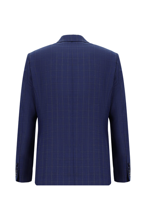 Medium Navy 6 Drop Regular Fit Standard Cut Plaid Suit
