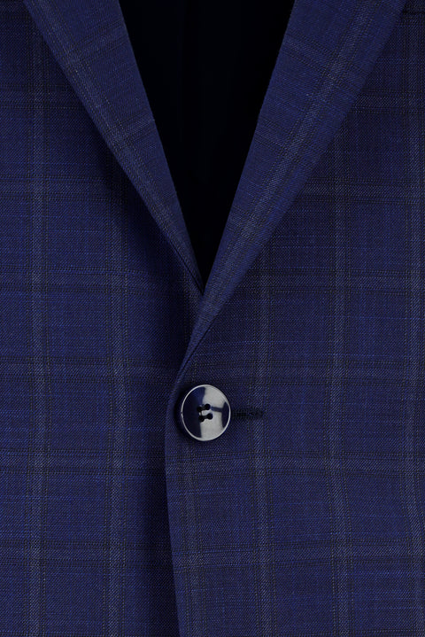 Medium Navy 6 Drop Regular Fit Standard Cut Plaid Suit