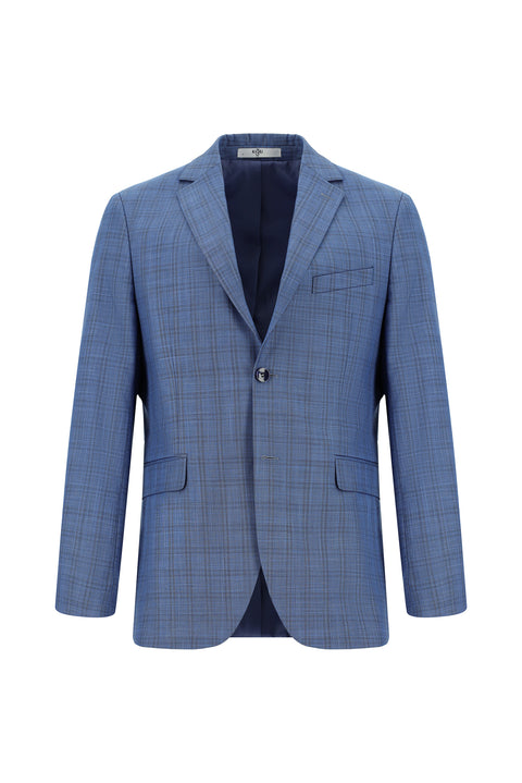 Blue 6 Drop Regular Fit Standard Cut Plaid Suit