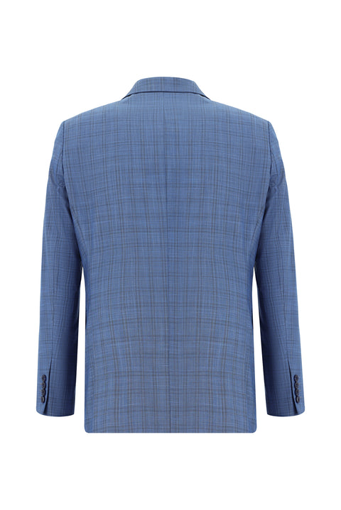 Blue 6 Drop Regular Fit Standard Cut Plaid Suit
