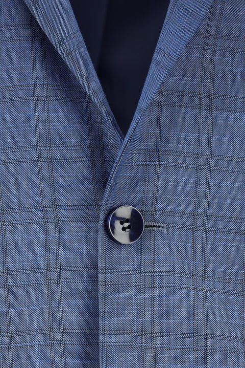 Blue 6 Drop Regular Fit Standard Cut Plaid Suit