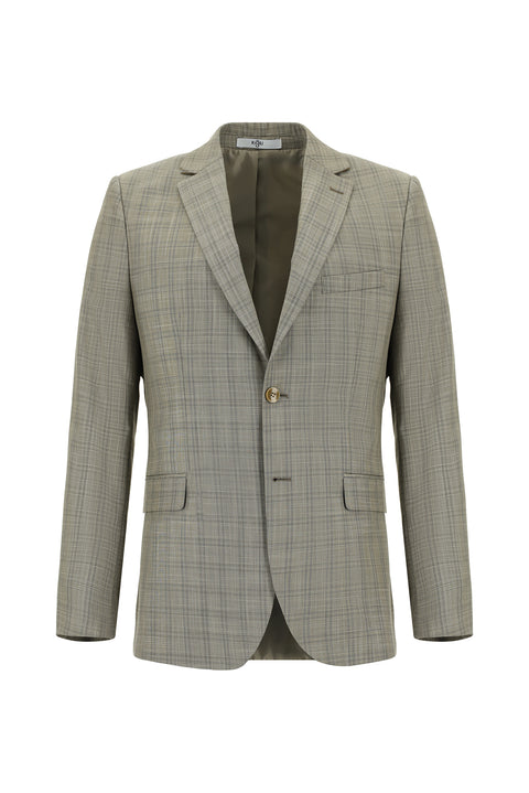 Medium Mink 6 Drop Regular Fit Standard Cut Plaid Suit