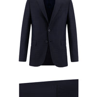 Medium Navy 7 Drop Slim Fit Plaid Suit