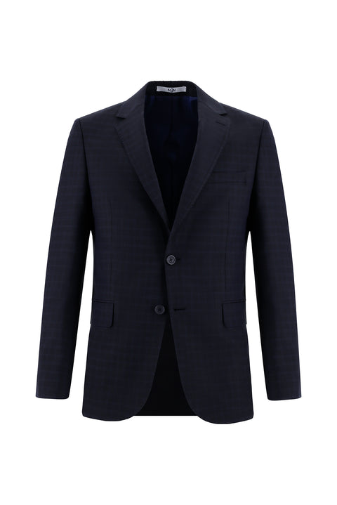 Medium Navy 7 Drop Slim Fit Plaid Suit