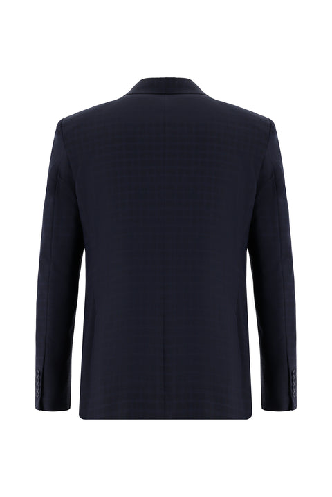 Medium Navy 7 Drop Slim Fit Plaid Suit